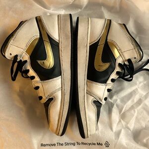 High-Top Jordans - Gold, White and Black